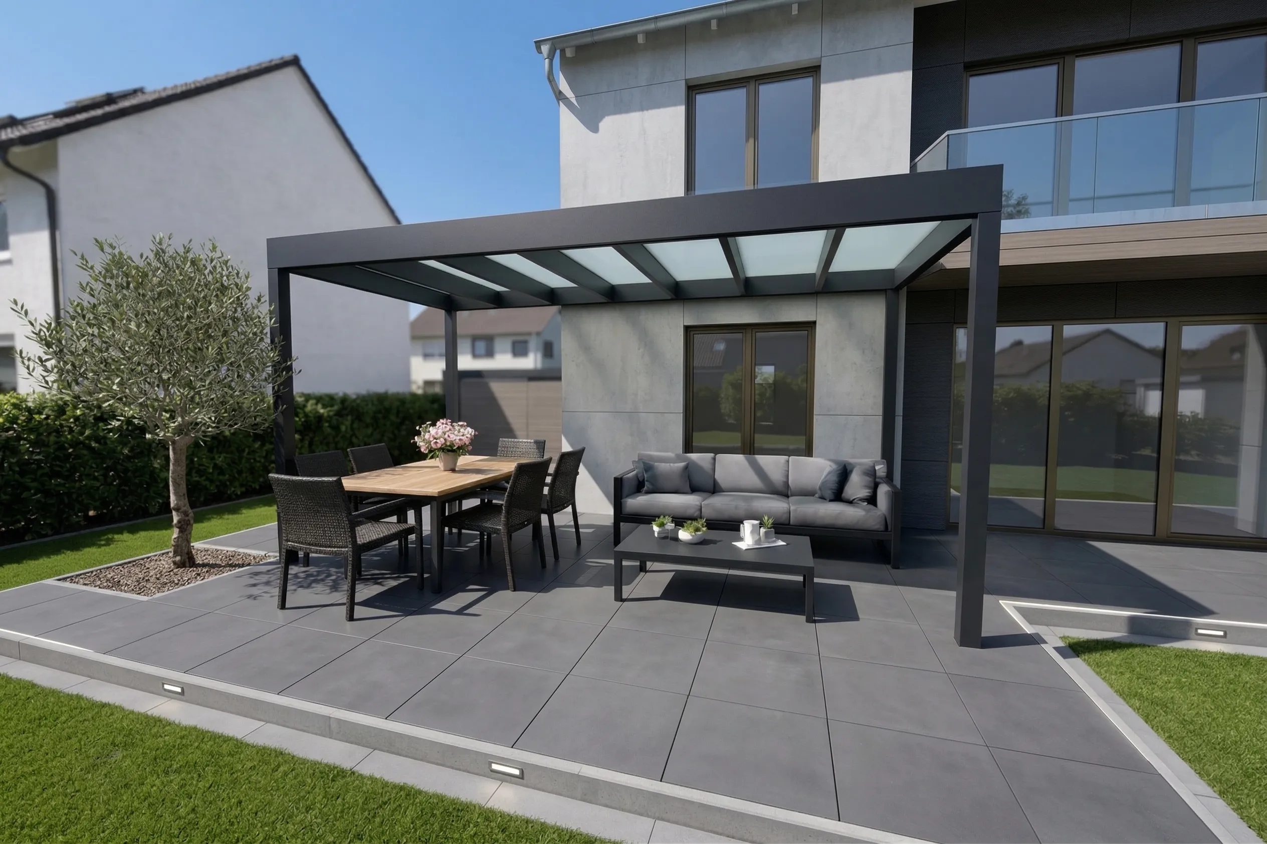 WertMann Frame Terrassenüberdachung Außenansicht